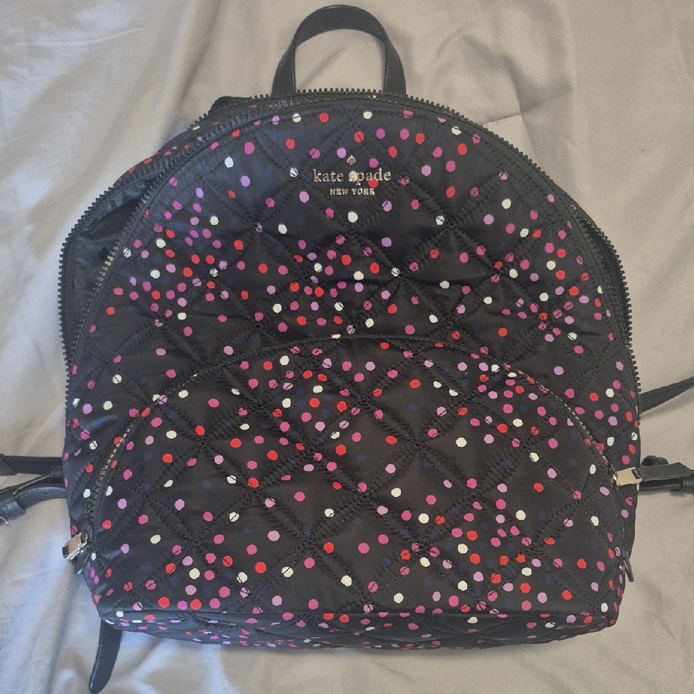 Kate Spade New York Karissa Nylon Quilted Large Backpack in the "Festive Polka D